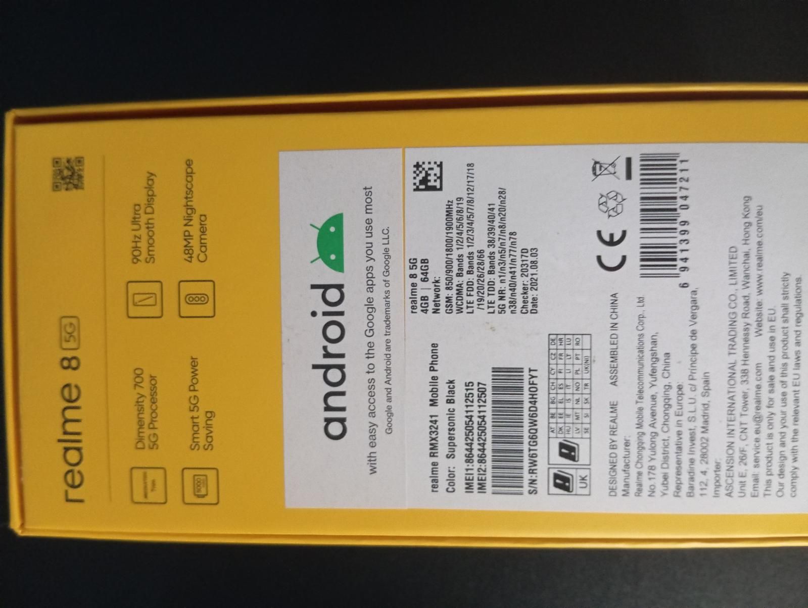 Smartfon Realme 8 5G dual sim 4g/64g.