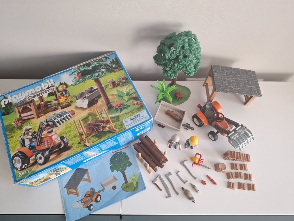 Playmobil traktor drwal drzewo przyczepka wieś 6814