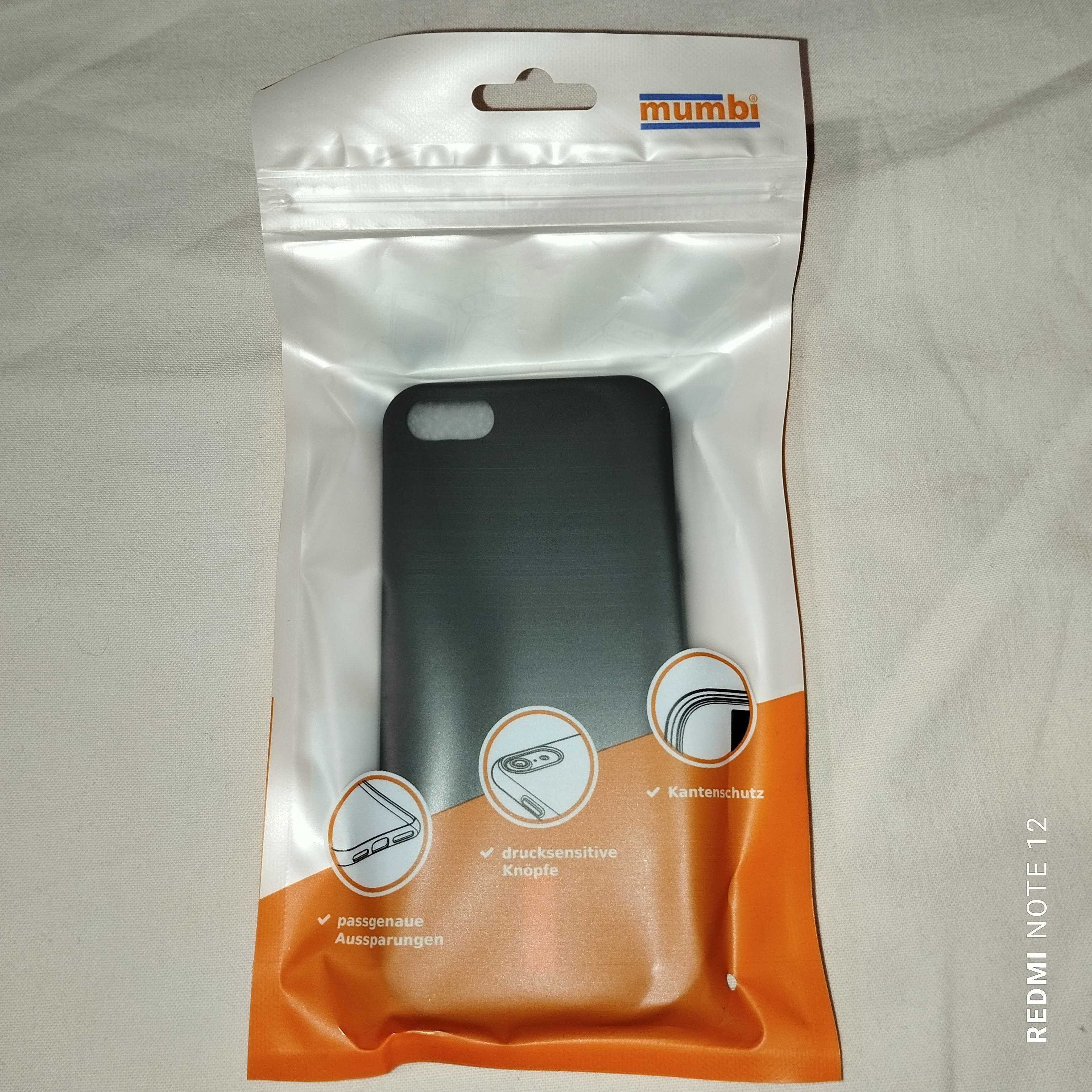 Mumbi Etui case iPhone 5/5S/SE w Kolorze Czarnym z Czerwonym Paskiem!!