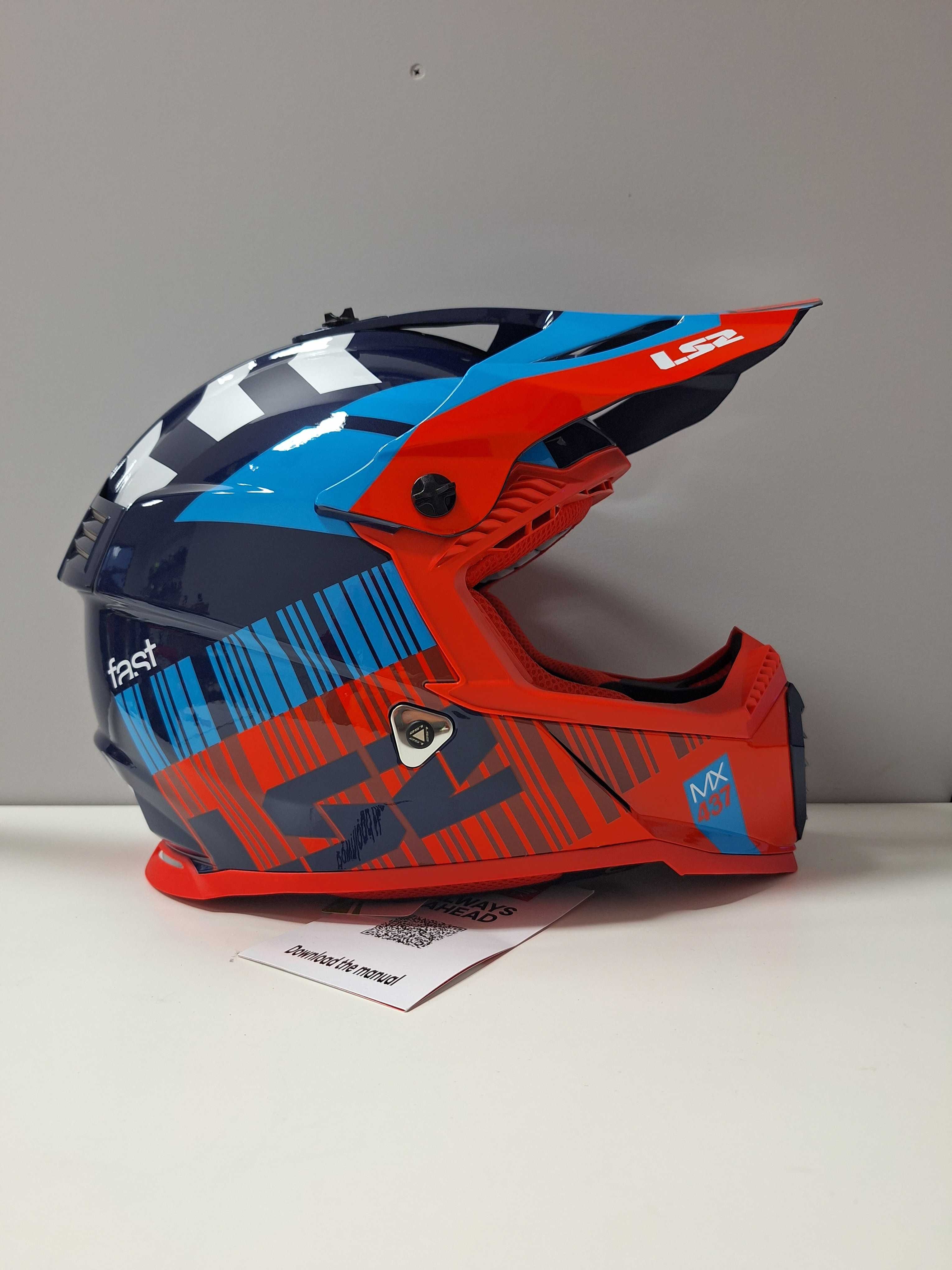 kask cross / quad LS2 MX437 FAST EVO XCODE RED BLUE