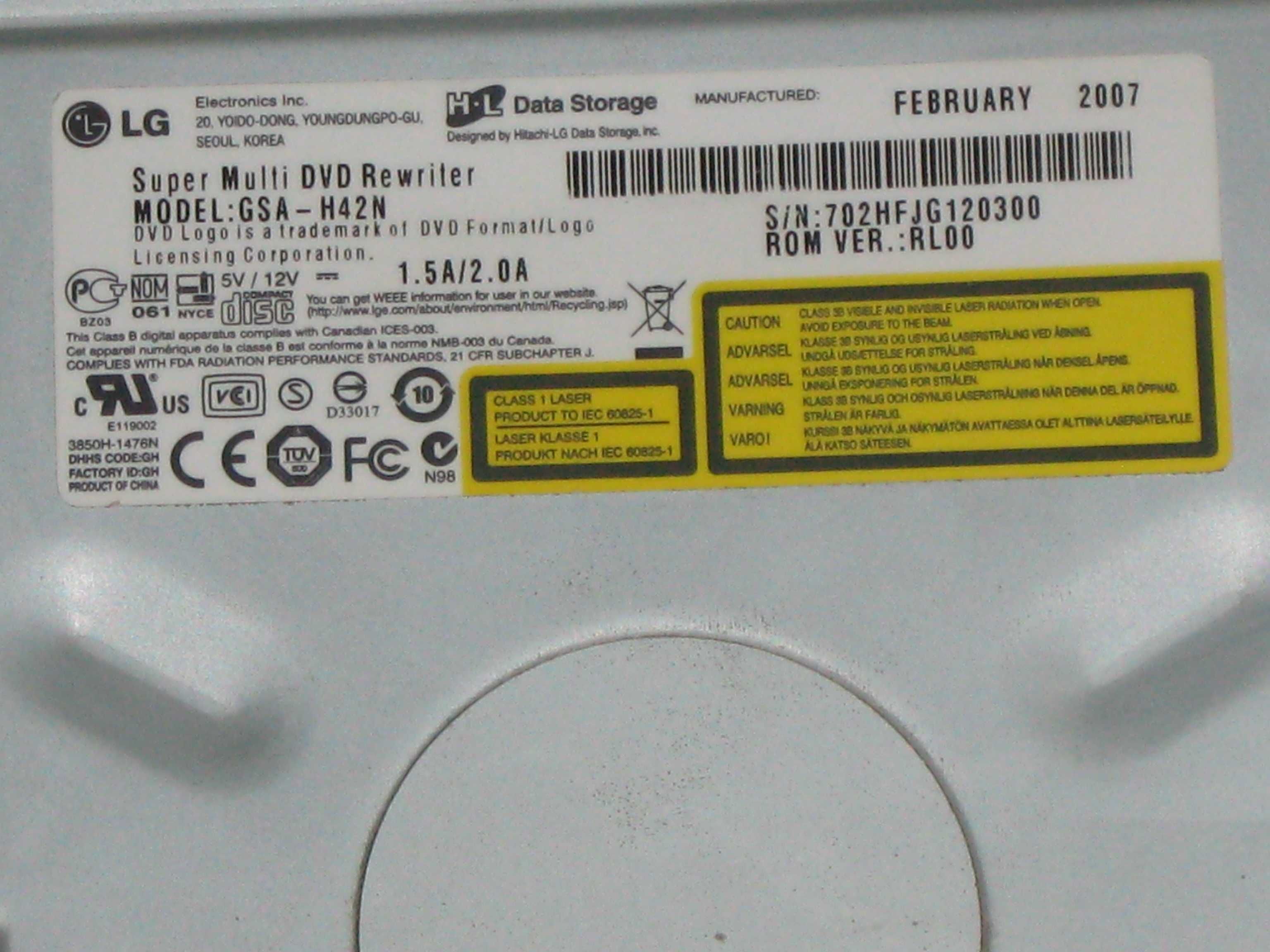 Оптический привод LG Super Multi DVD Rewriter GSA-H42N