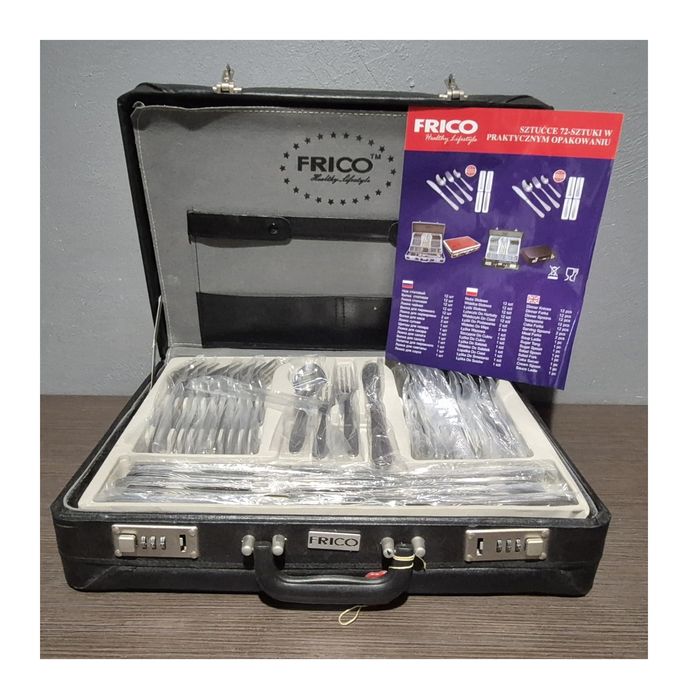 Zestaw pięknych sztućców ze stali nierdzewnej FRICO na 12 osób 72 el.