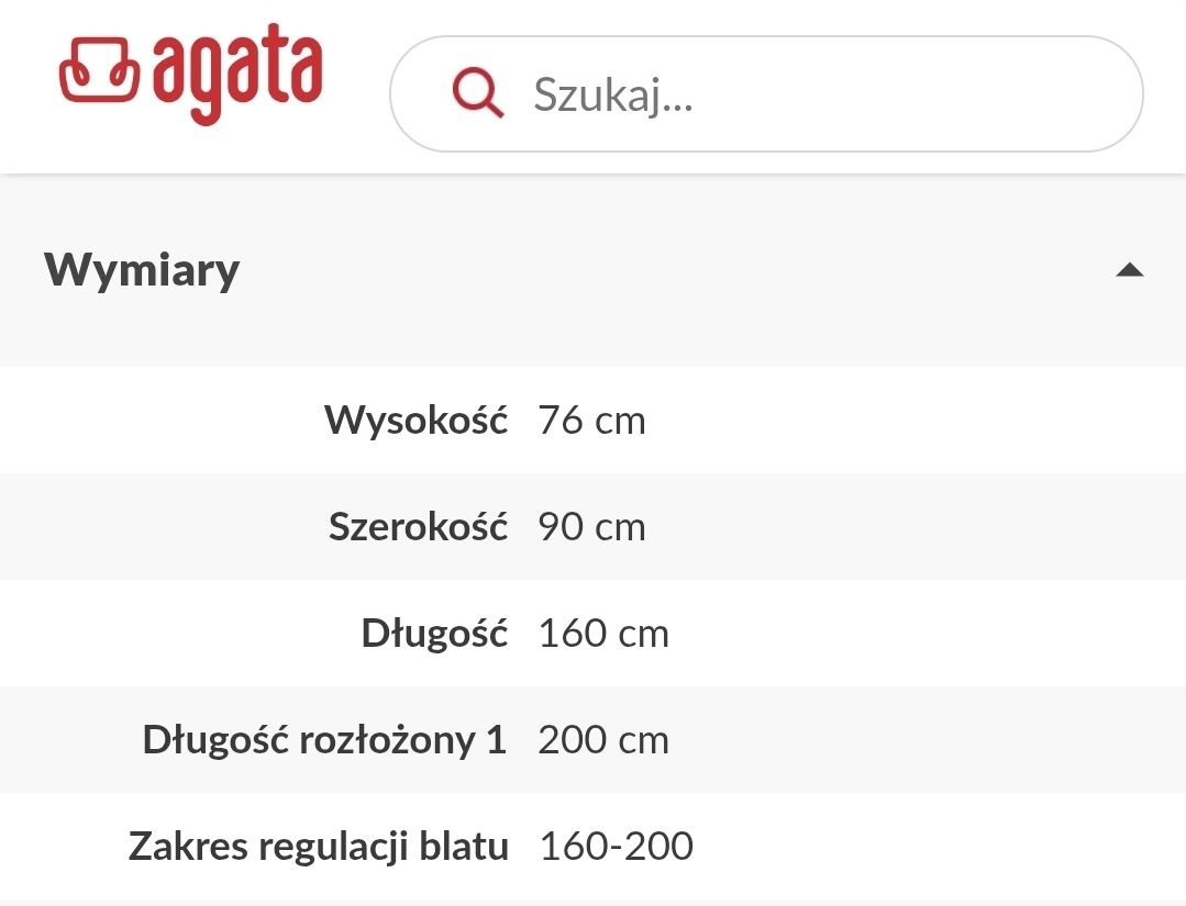 Stół 90x160 (do 200cm po rozłożeniu)