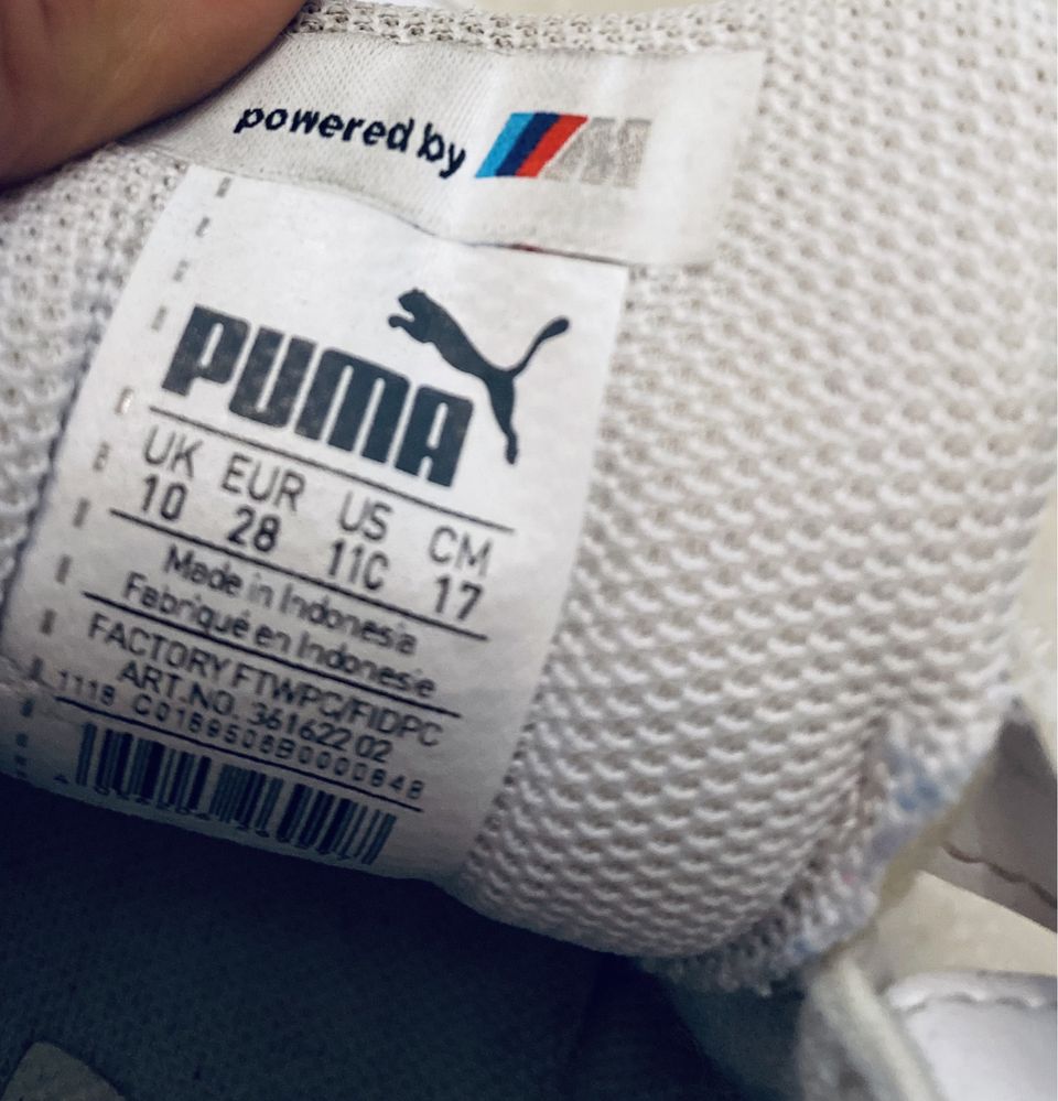 Buty skóra sportowe Puma BMW r. 28 biała rzepy, extra stan