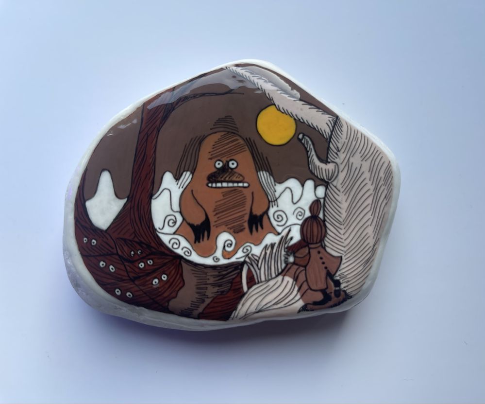 Buka, muminki, moomin, magnes na lodówkę, malowany kamień