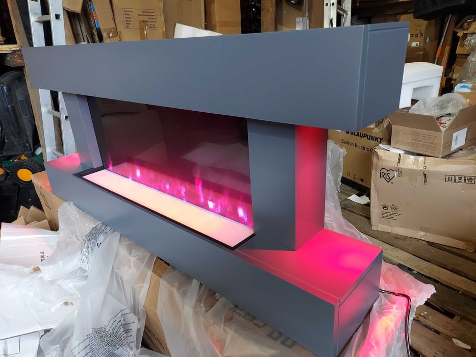 Kominek elektryczny 1000/2000W pilot MDF LED Klarstein szary NOWY