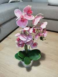 Sztuczny kwiat kwiatek storczyk różowy doniczka ceramiczna jak żywy