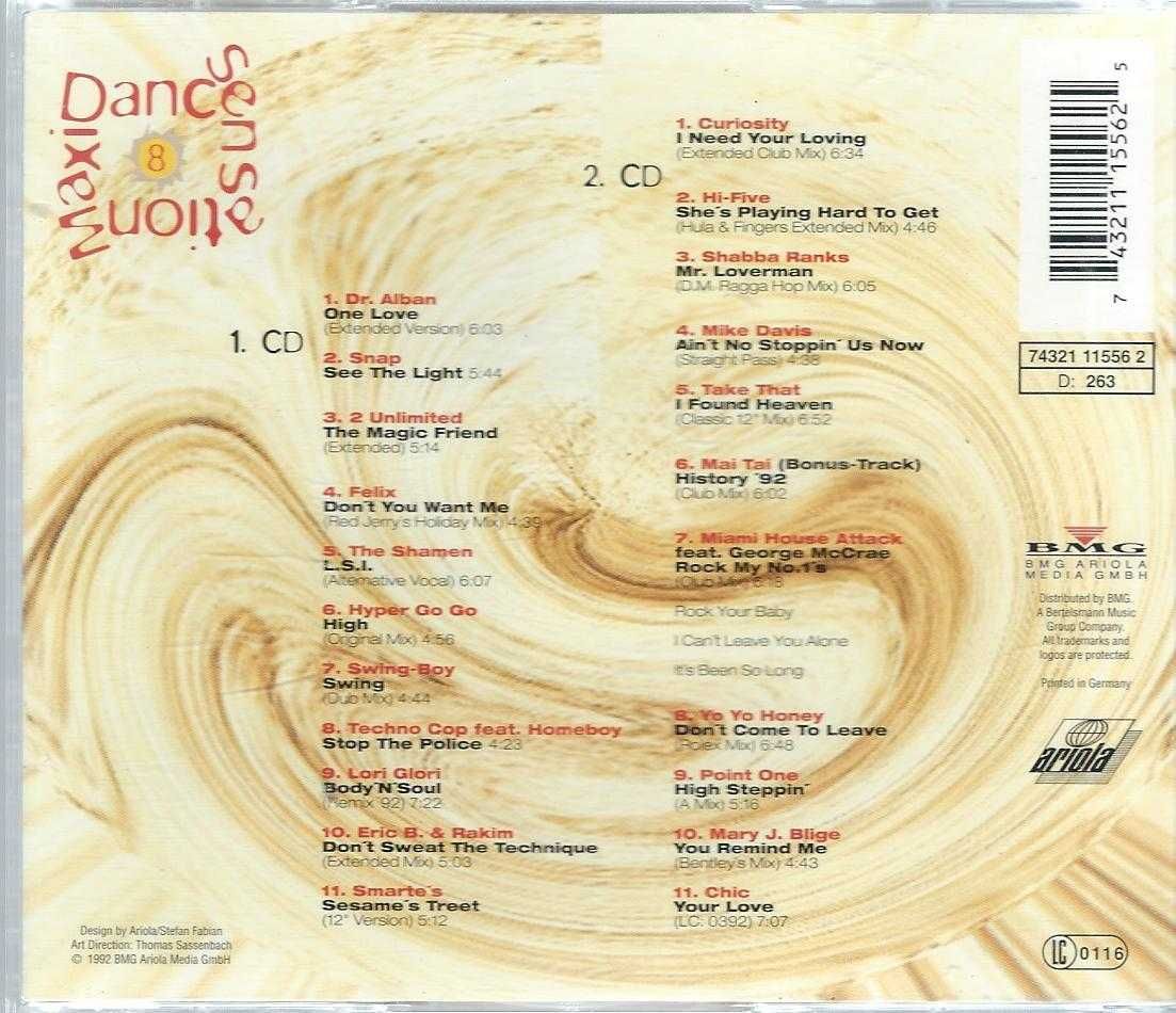 2 CD Składanka Maxi Dance Sensation 8 (1992) (Ariola)