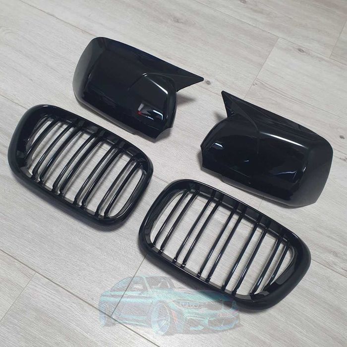 Накладки на зеркала / Решетка радиатора BMW Х5 E53 Черный глянец