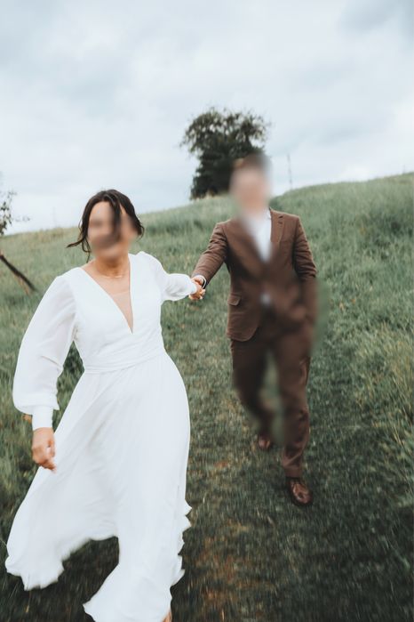 Sukienka ślubna jedwabna silk Ochocka Atelier długi rękaw super stan