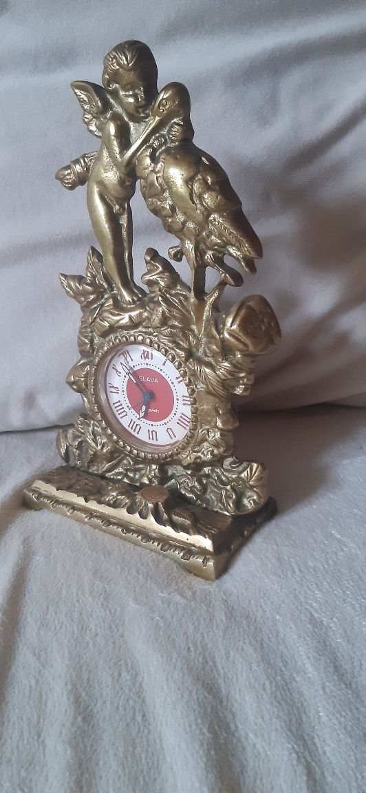 Zegar mosiężny SLAVA PRL  nakręcany