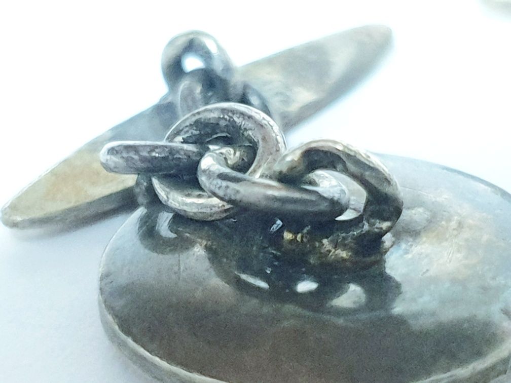 Fantásticos botões de punho vintage em prata dourada e madrepérola