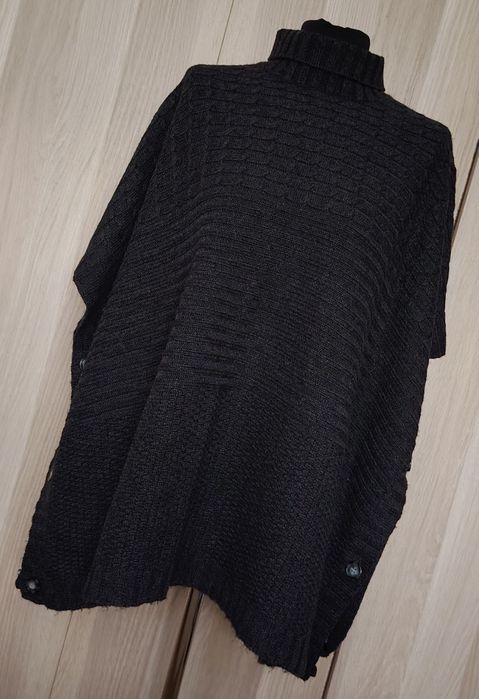 H&M szare ponczo oversize 5% wełna S