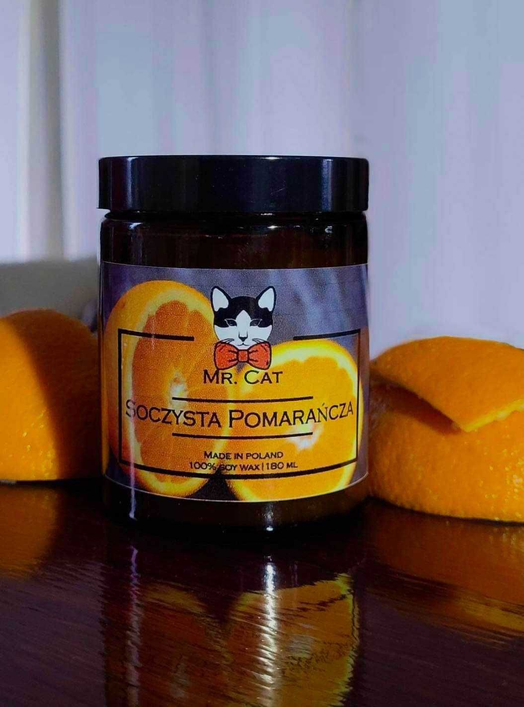 Kocia Świeca Sojowa Zapachowa "Soczysta Pomarańcza" (180 ml) - Mr. Cat