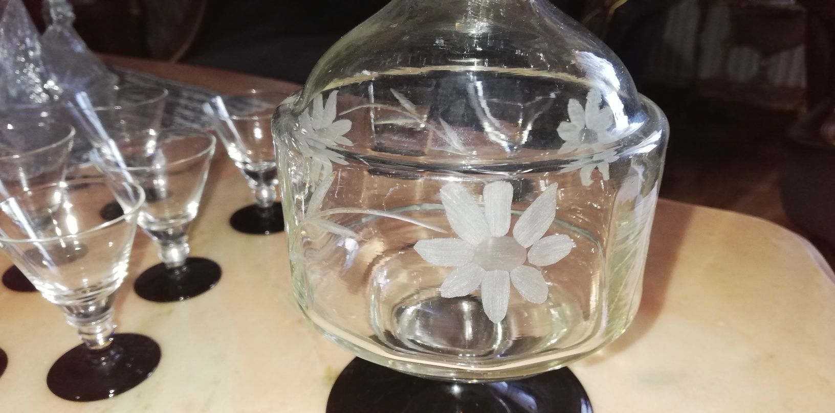 Kieluszki z karafka Art.Deco Huta Hortensja antyk