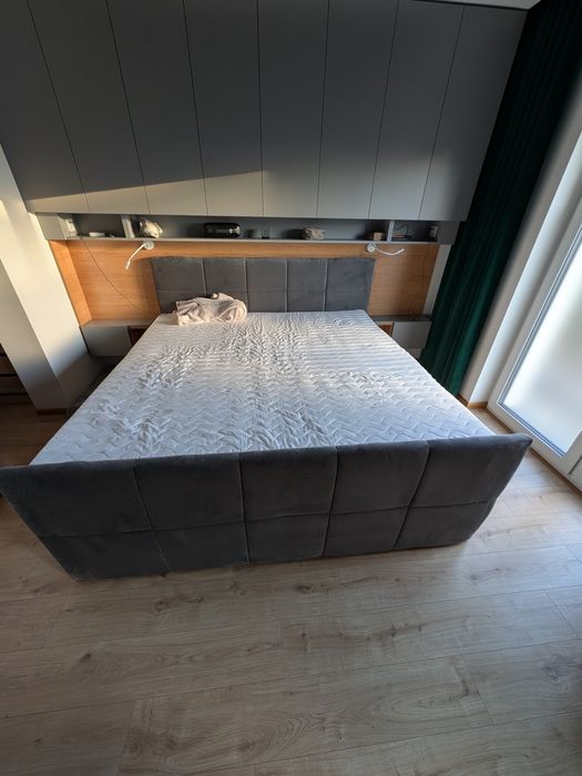 Łóżko kontynentalne z pojemnikiem i materacem H3 - LIRO-Z - 200x200 cm