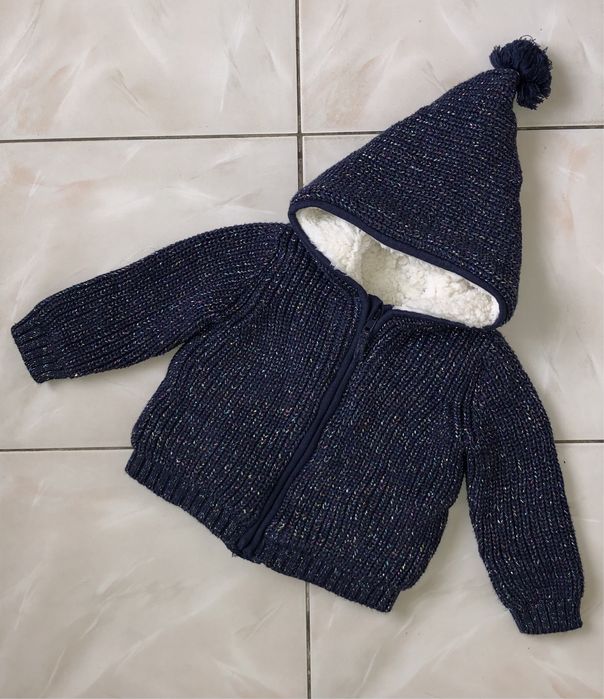 Теплая кофта-куртка (на меху) блестит! 86-92 см