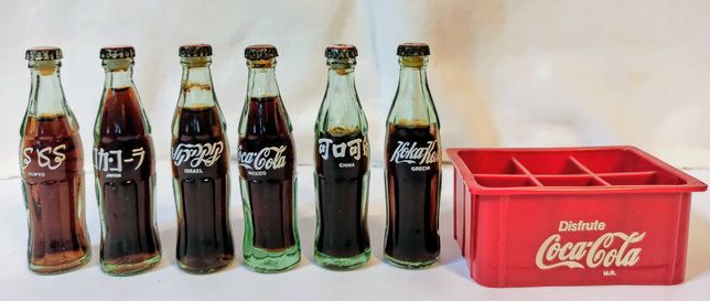 Miniaturowe buteleczki coca cola z lat 80