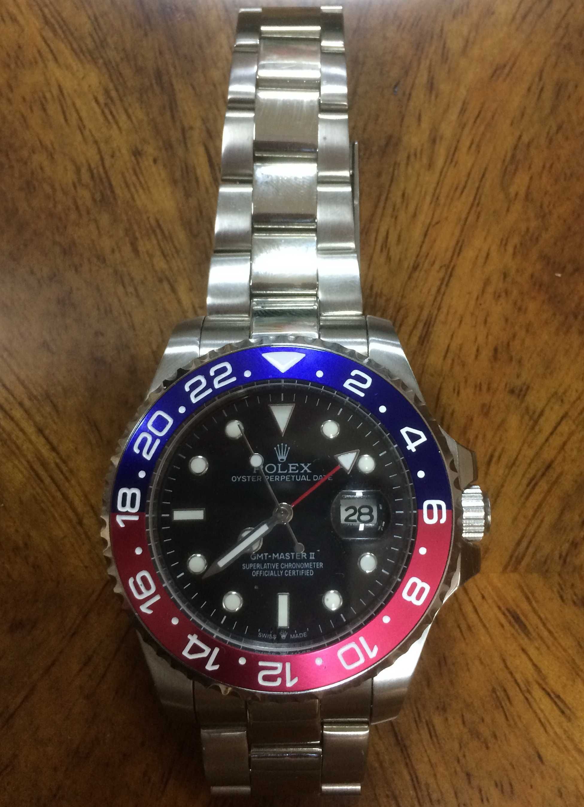 Годинник наручний Rolex GMT-Master II Silver-Blue-Red, новий.
