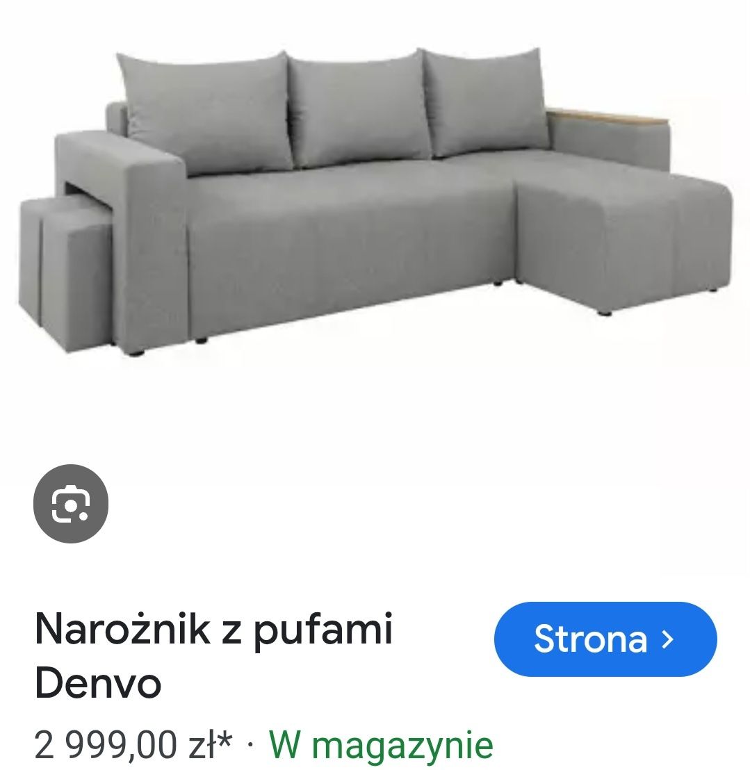 Narożnik rogówka szara jak nowa z funkcją spania zdejmowane pokrycie