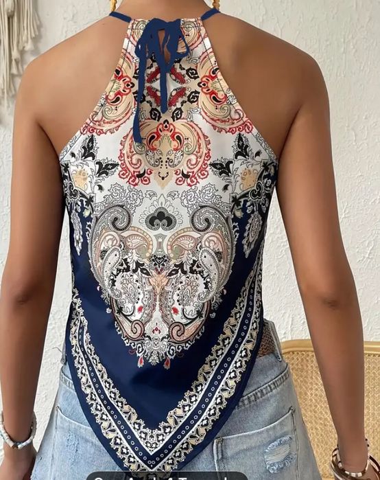 Top de pescoço, poliéster