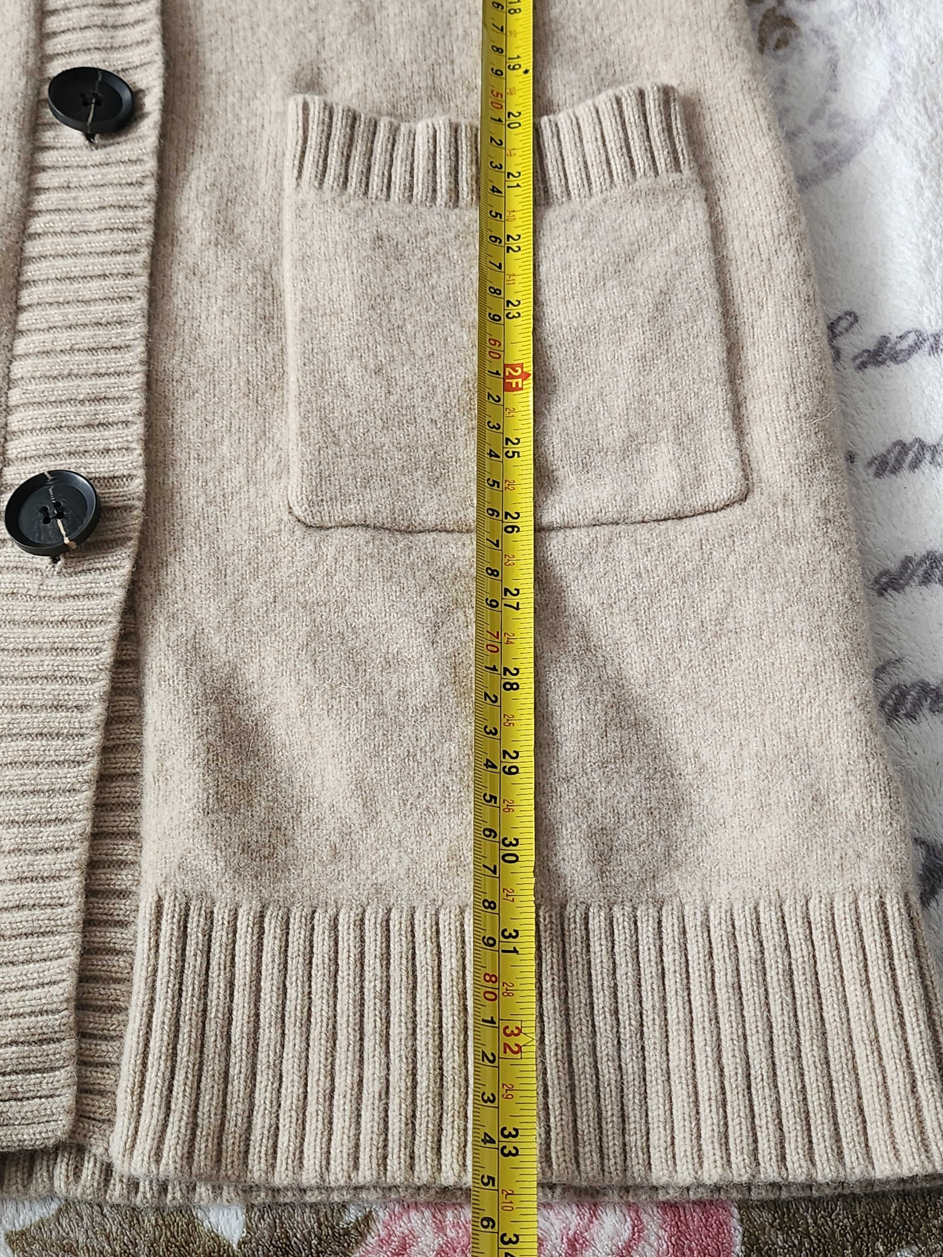 kremowy sweter/kardigan z kapturem damski roz.36