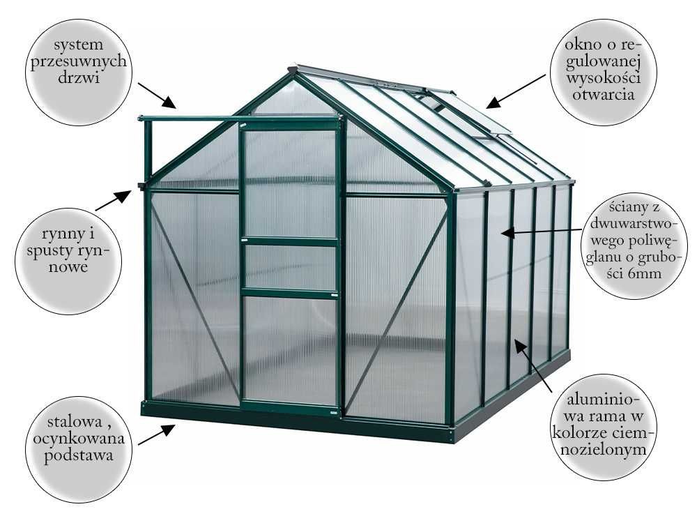 SZKLARNIA Z POLIWĘGLANU 3,82x1,95 tunel ogrodowy na warzywa (7,4m2)