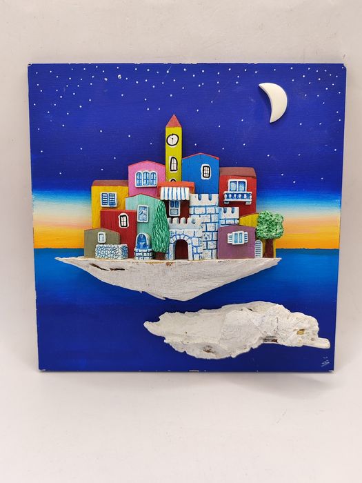 Obrazek zawieszka przestrzenna drewniana Chorwacja handmade unikat