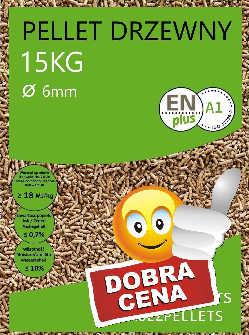 PELLET sosnowy pelet 15kg certyfikowany DIN + A1 dostawa GRATIS