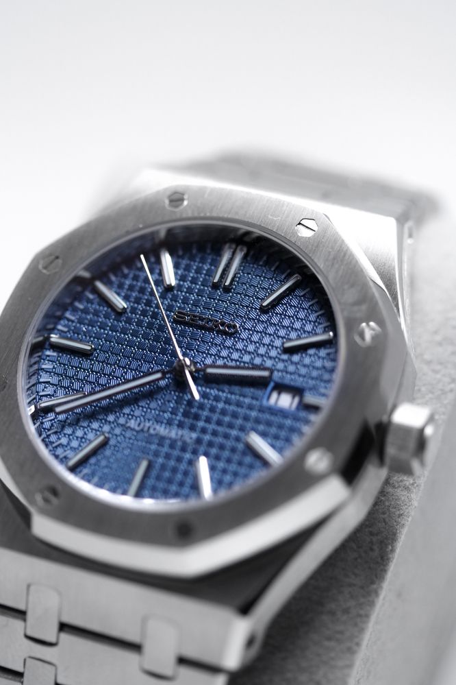 Zegarek Custom Seiko Mod Royal Oak Granatowy