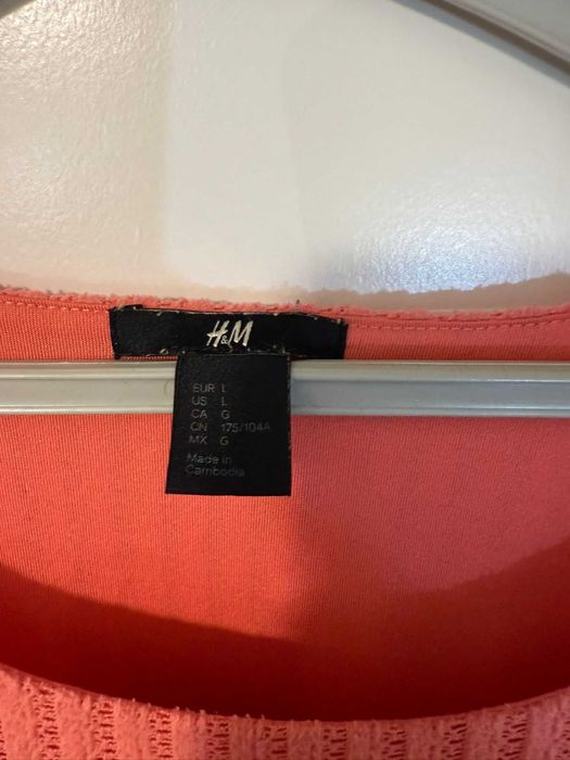 Vestido Estilo Renda Rosa Salmão L H&M