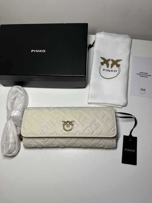 Pinko love tiny birds wallet kremowa torebka na ramię portfel oryginał