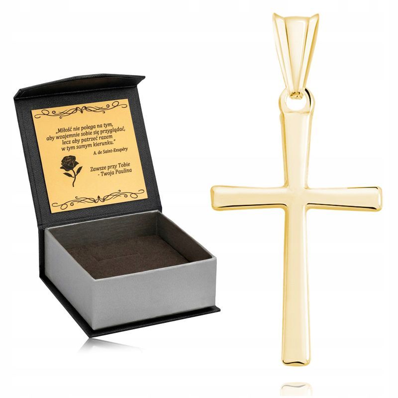 Elegancki Pozłacany Srebrny Krzyż Pr 925 Piękny Krzyżyk Na Prezent + G