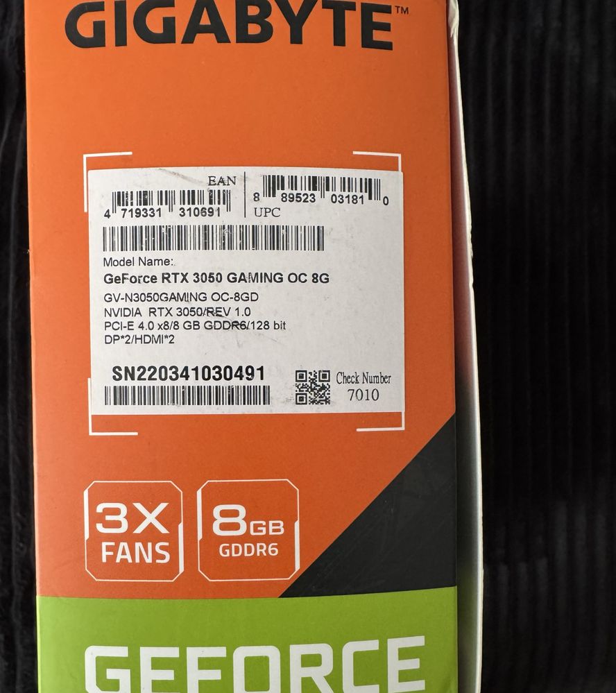 Gigabyte GeForce RTX 3050 GAMING OC 8G