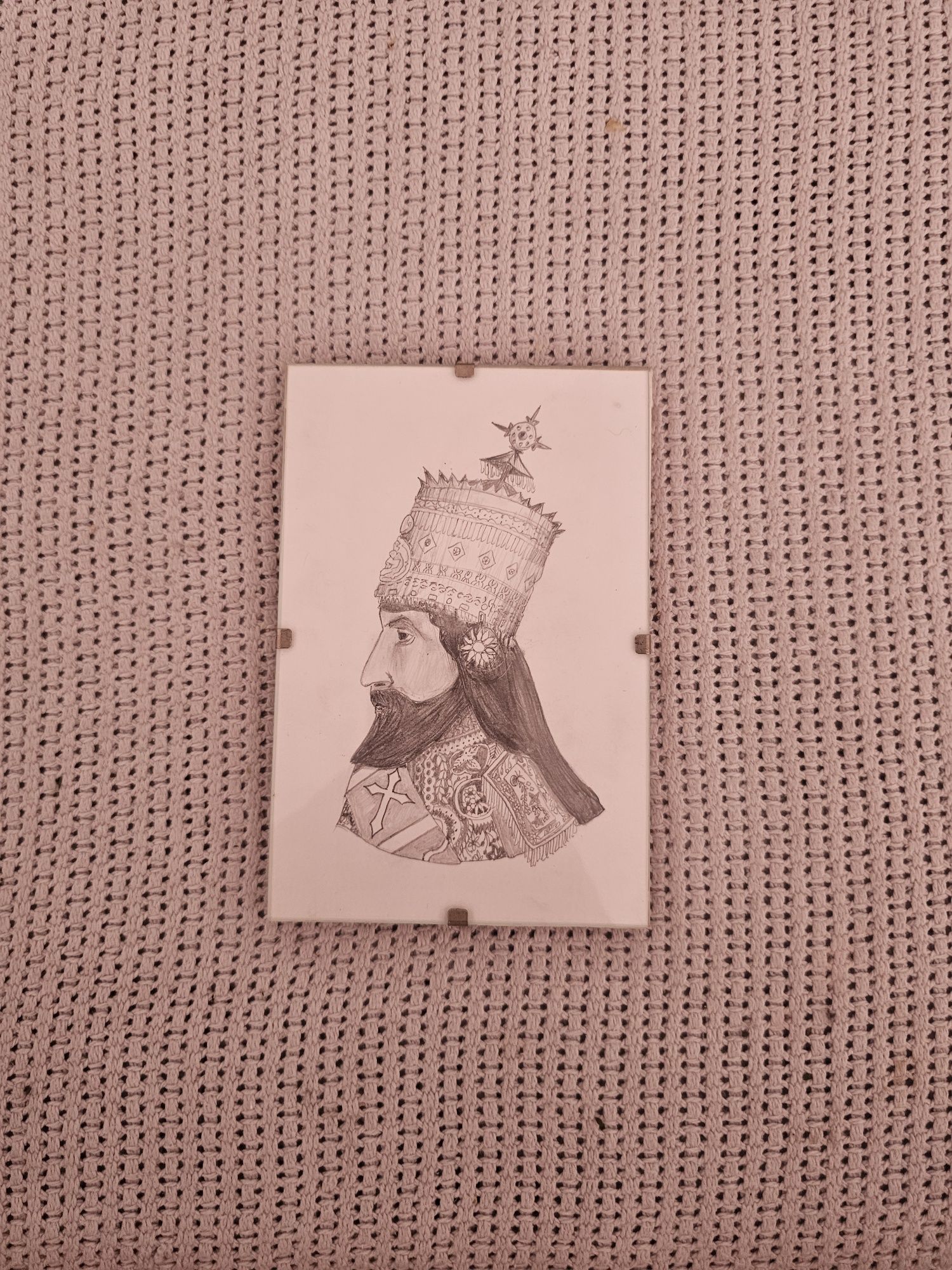 Hajle Sellasje rysunek w antyramie rastafari