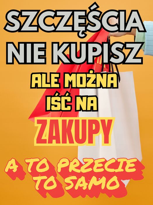 Plakat metalowy  print Szczęścia nie kupisz ale można iść na zakupy