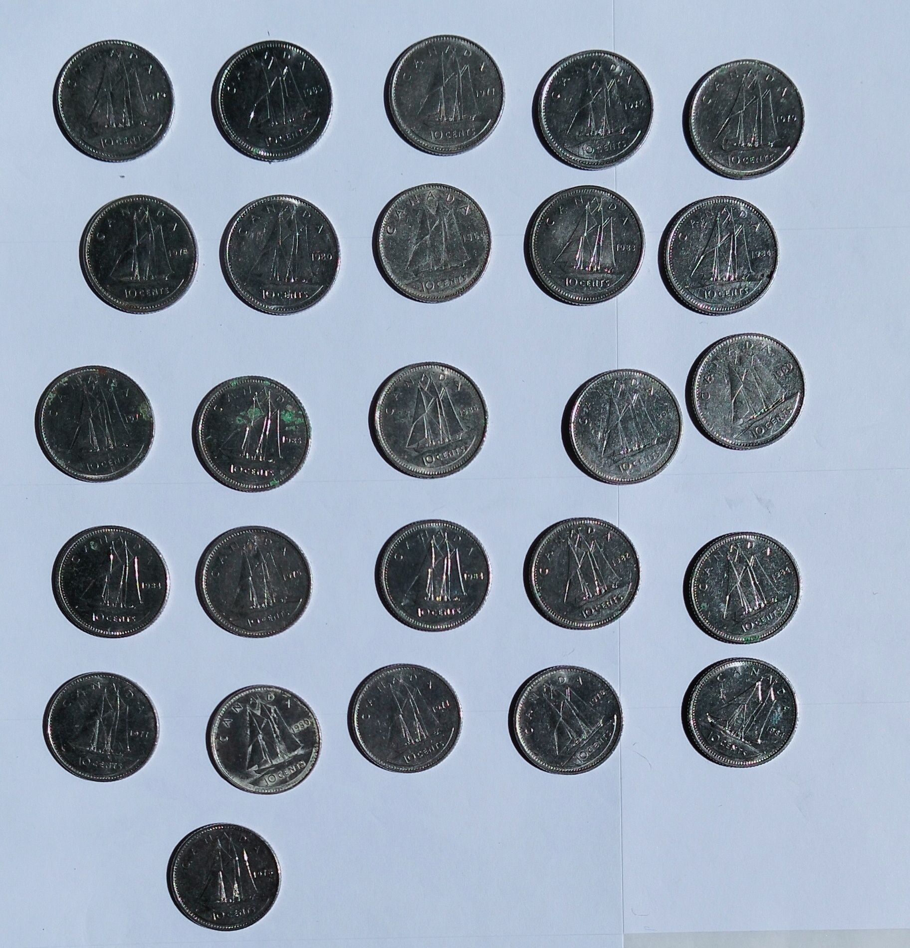 Moedas 10 cêntimos Canadá conjunto de 26 moedas