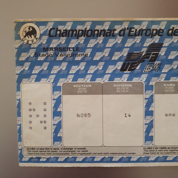 Raríssimo bilhete Portugal França Euro 84