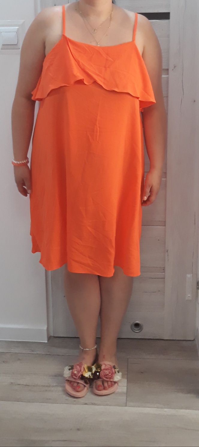 Piękna sukienka pomarańcz lato wakacje rozmiar 46/xxxl