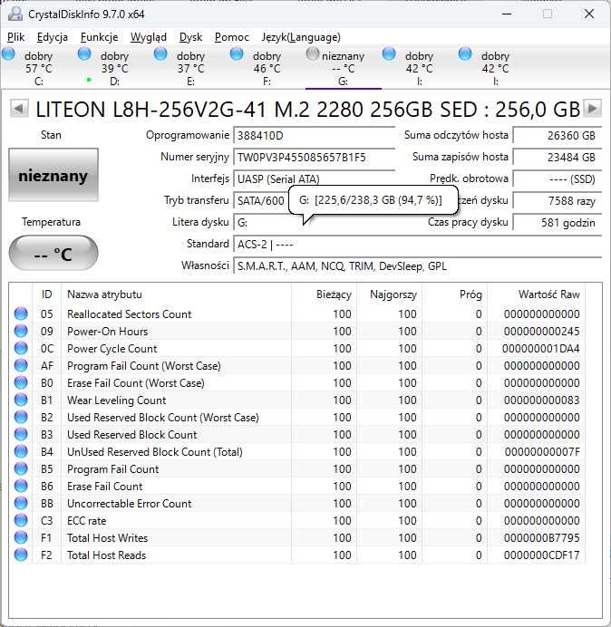 Dysk SSD 256GB M.2 Liteon L8H