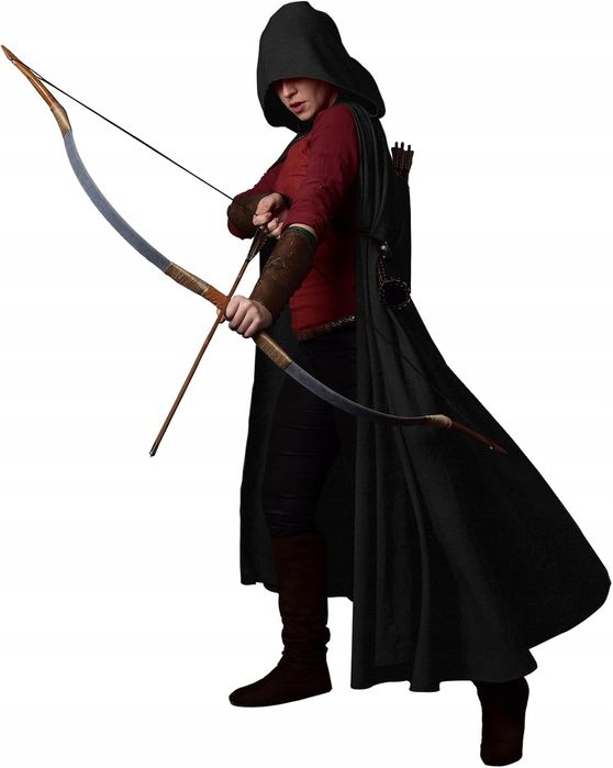 Peleryna Płaszcz Z Kapturem Karnawałowy Unisex Satynowy Czarny