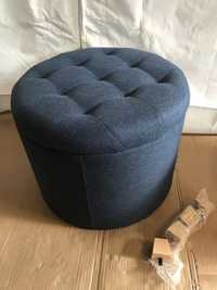 Пуф  круглий темно-синій стілець з кришкою HNNHOME 45 см