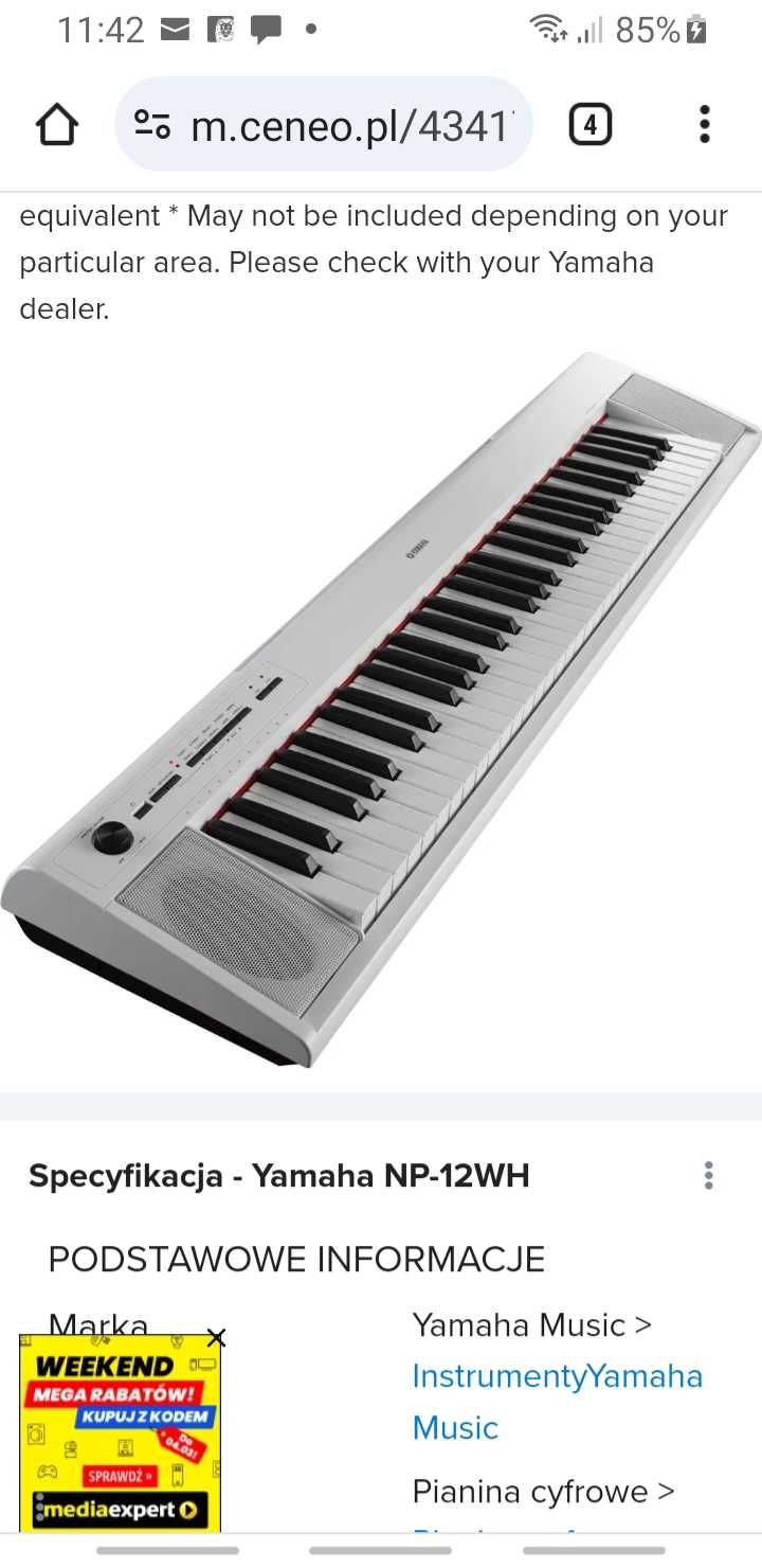 Yamaha keybord np 12 white oryginalne pudełko