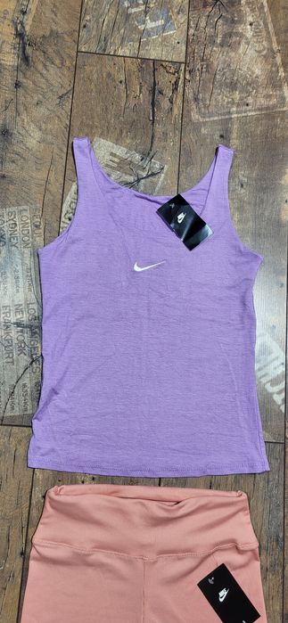 Świetny letni komplet top kolarki róż fiolet S