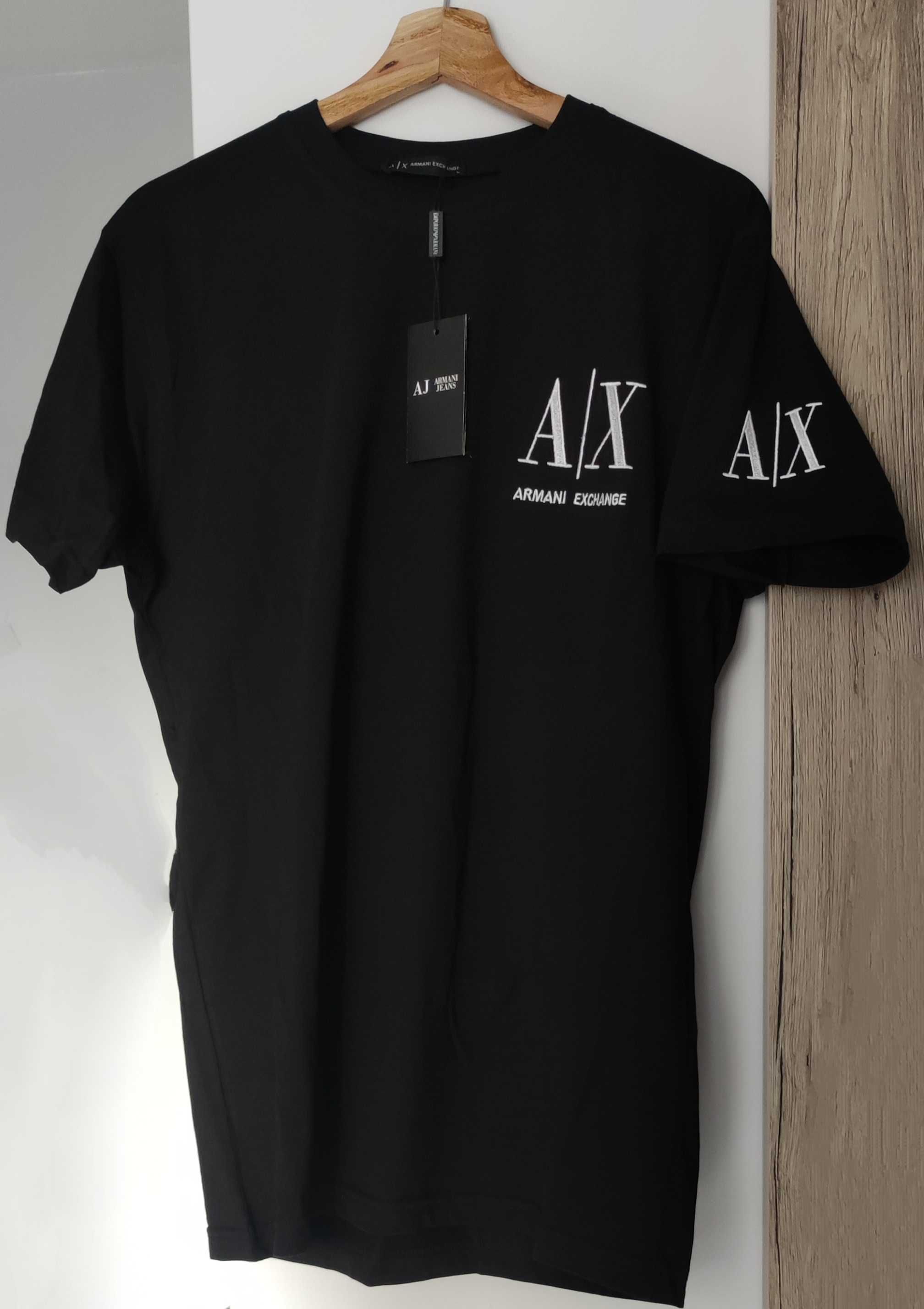 Nowa czarna  koszulka męska t-shirt Armani  Jeans Exchange rozmiar L