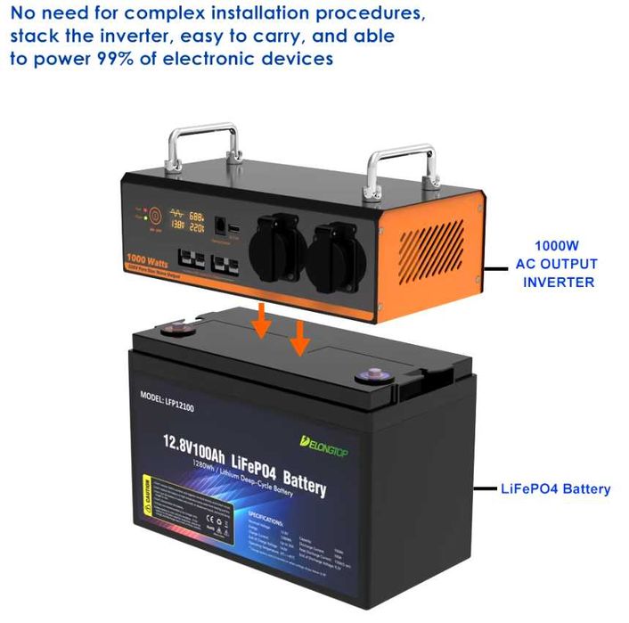 зарядная станция Lifepo4 1000W 100Ah 220V  инвертор