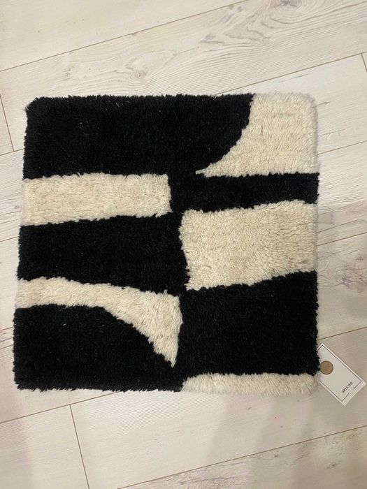 Пухнаста вовняна наволочка, чорно-білий, 50x50 | h&m home