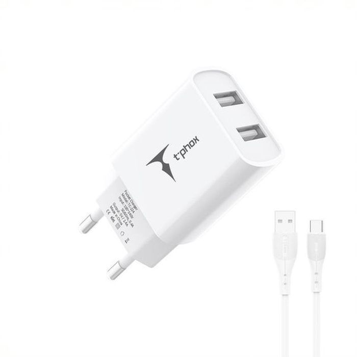 Ładowarka sieciowa T-PHOX POCKET SERIES 2xUSB TCC-224 2.4A 12W + KABEl
