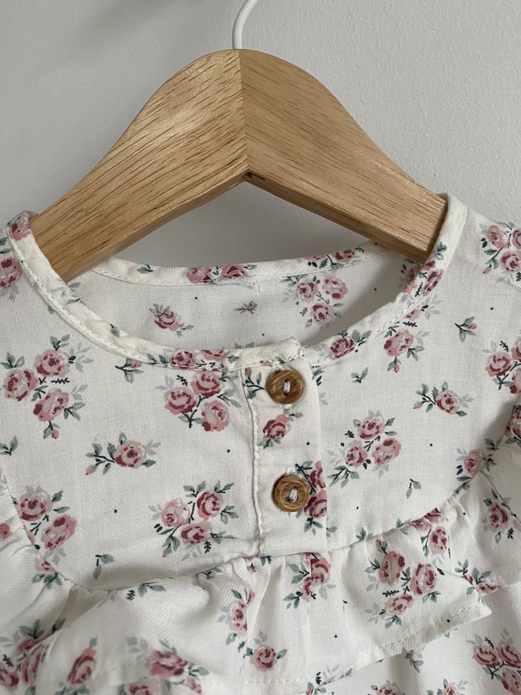 Tunika h&m 68 drobne różyczki falbanki
