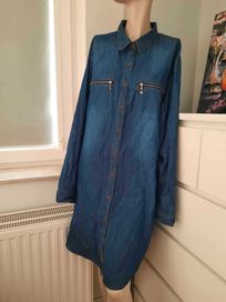 4XL 48 sukienka midi długa maxi jeansowa jeans dżinsowa bawełniana